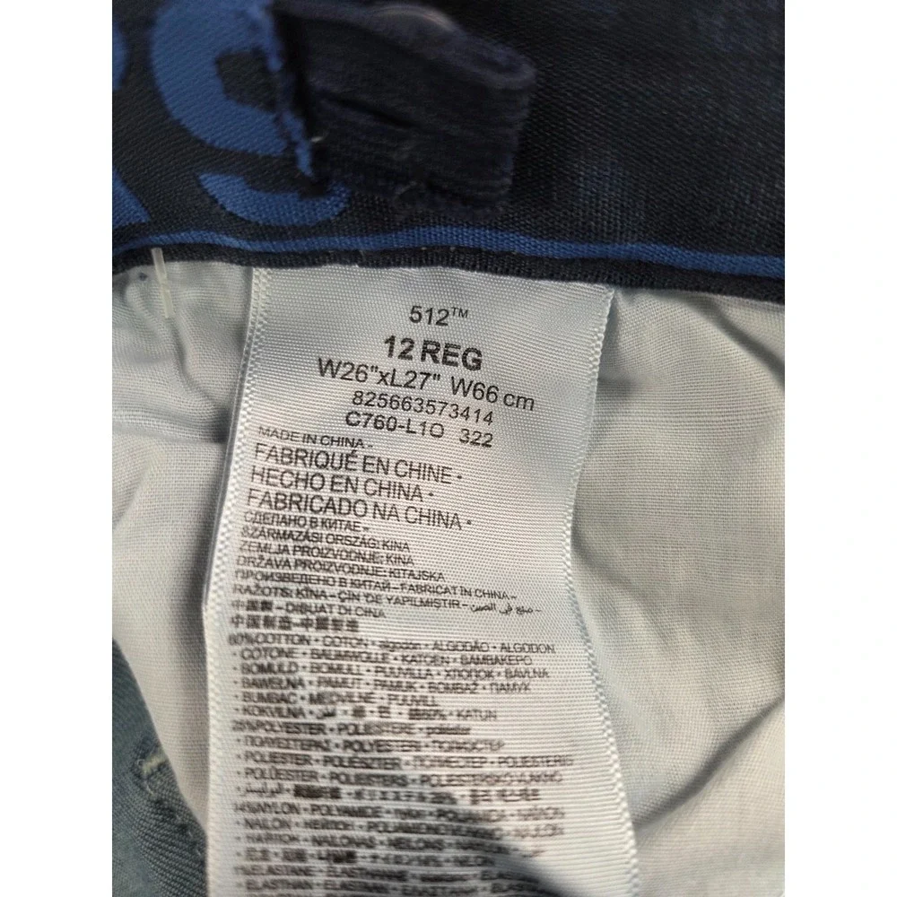 Levi's 512 Slim Taper Jeans Boys Size‎ 12 Regular Light Wash Stretch NEW